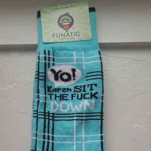Blue Plaid Men's Funny 'Karen' Socks